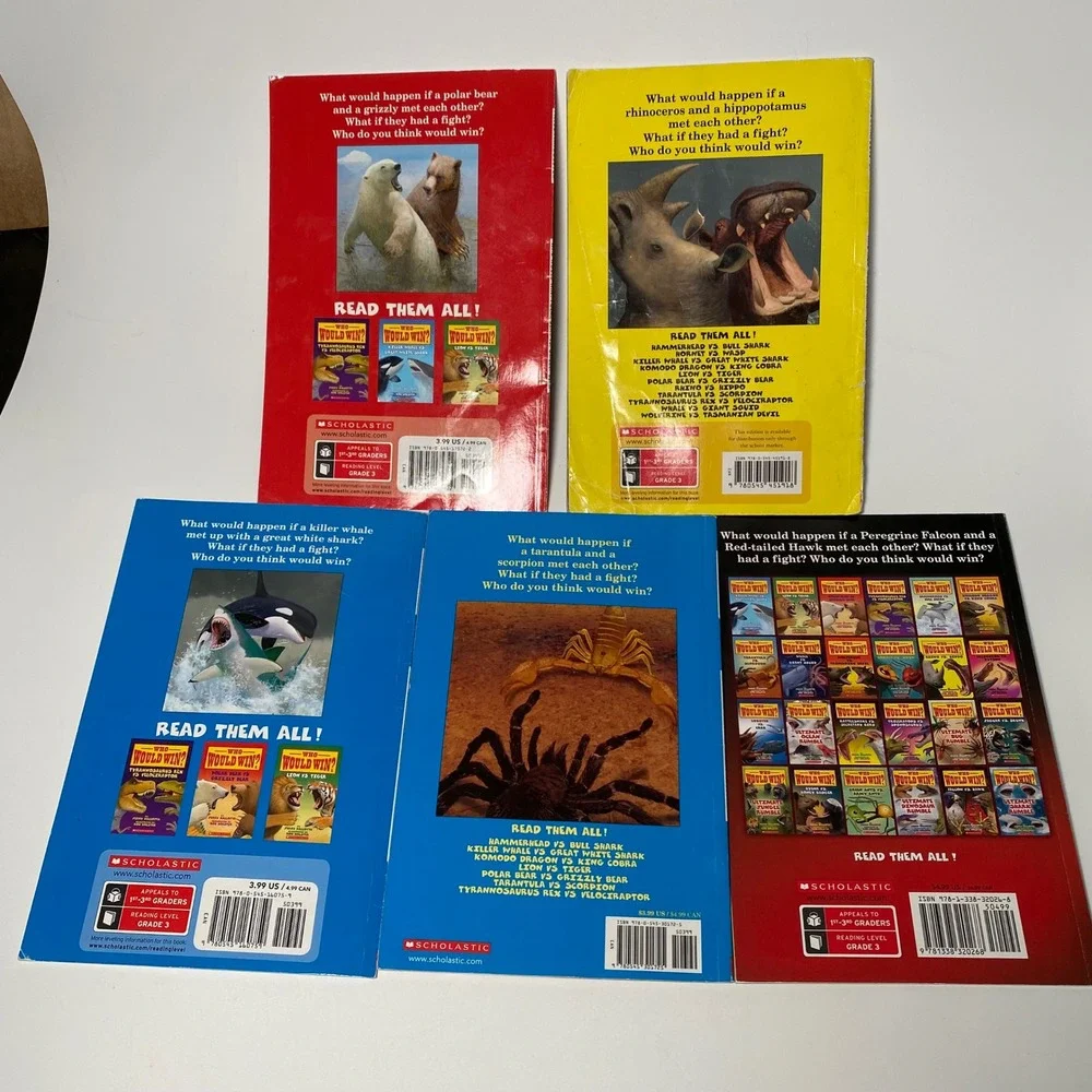 Scholastic Who Would Win? Jerry Pallotta Book Lot 5 Animal Facts Kids Shark Bear